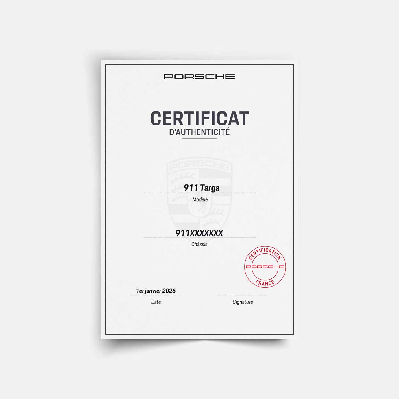 Certificat d’authenticité